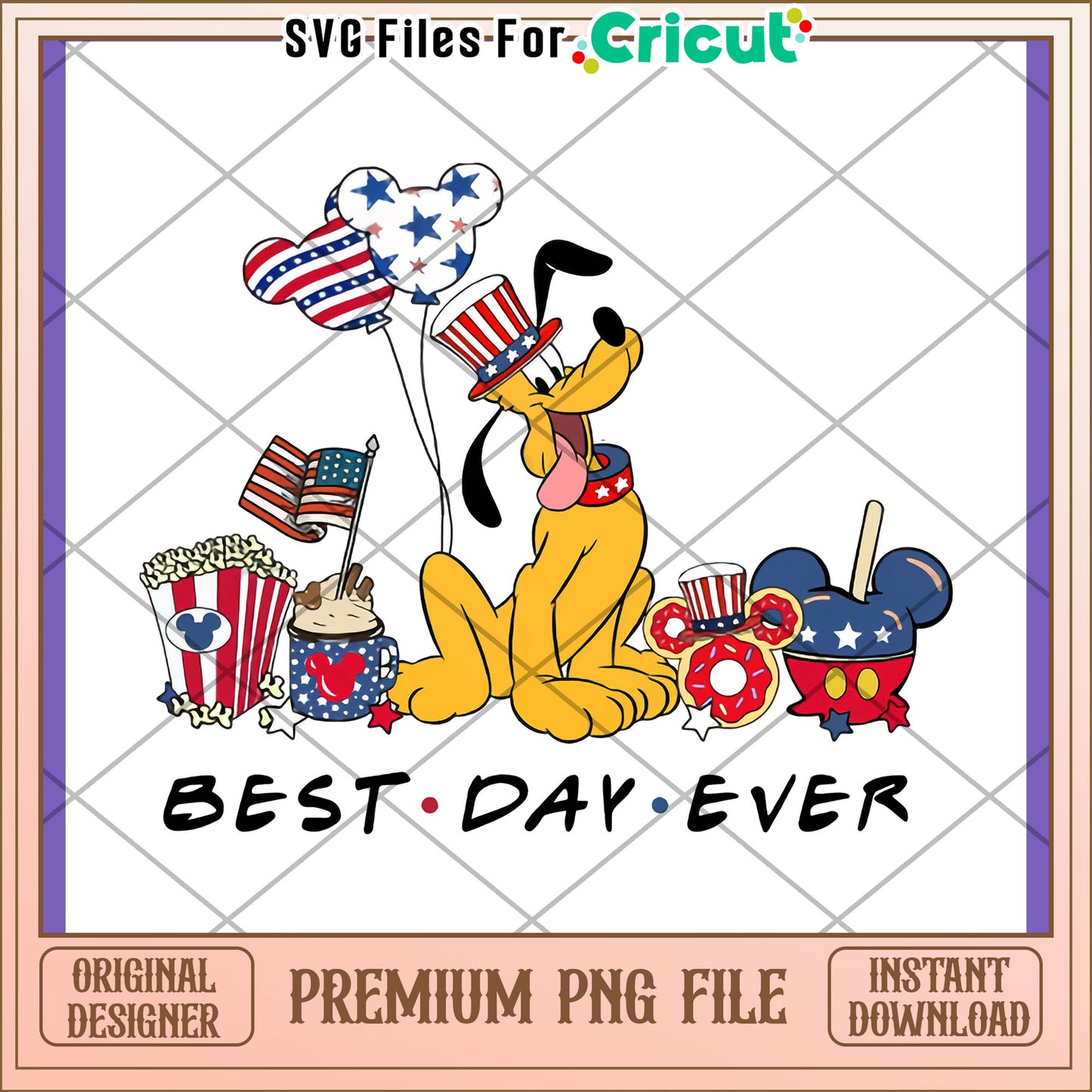 Patriotic Pluto PNG 4th of July Design