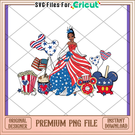 Patriotic Princess PNG Sublimation Design