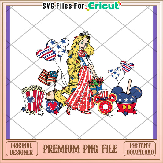 Patriotic Rapunzel PNG Sublimation