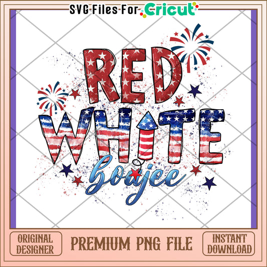 Patriotic Red White Boogie PNG Design