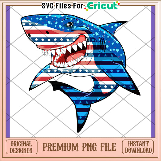 Patriotic Shark PNG Instant Download