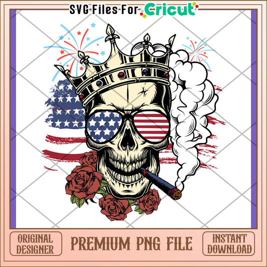 Patriotic Skull PNG 4th of July Design