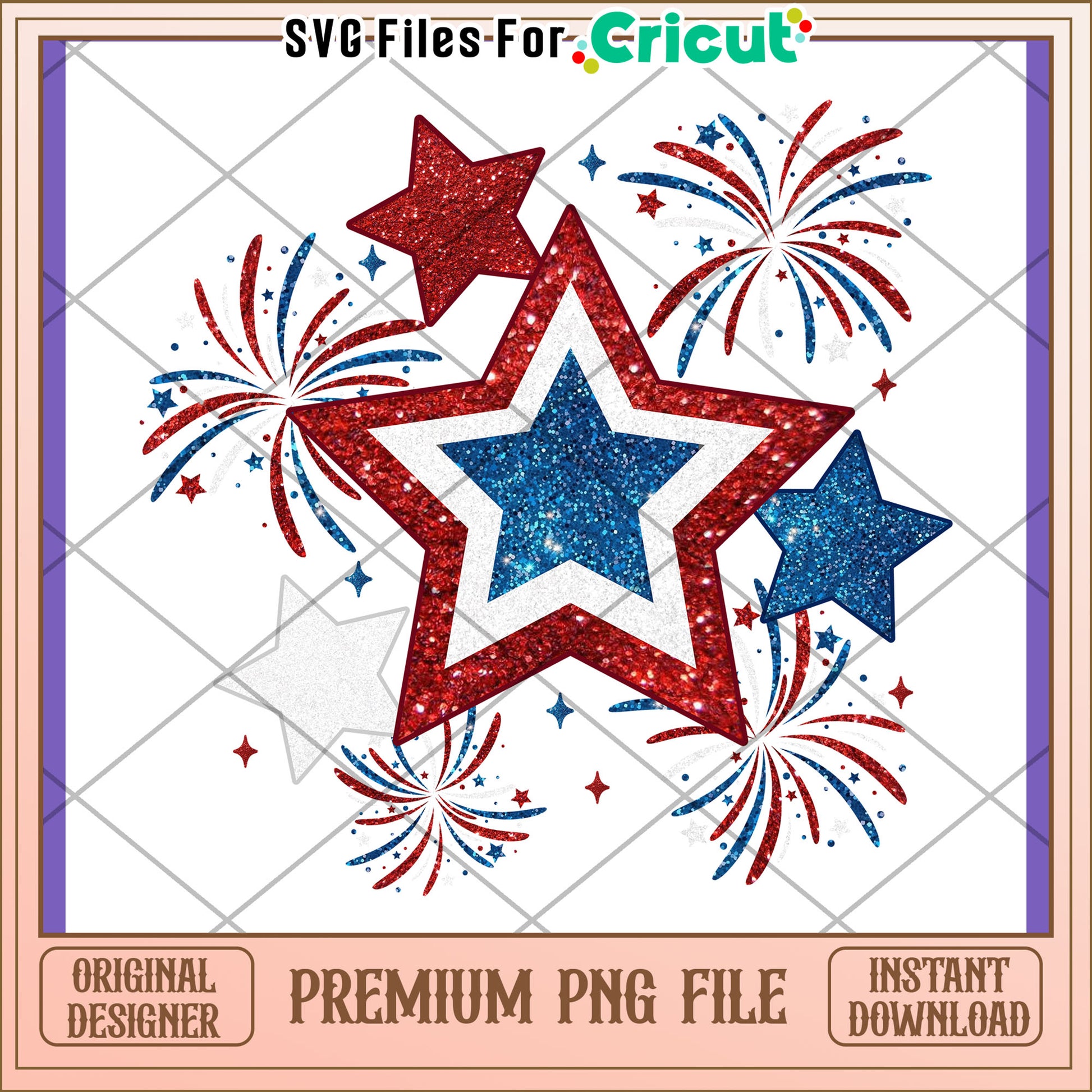 Patriotic Stars Fireworks PNG Design