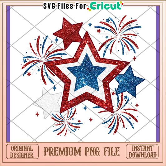 Patriotic Stars Fireworks PNG Design