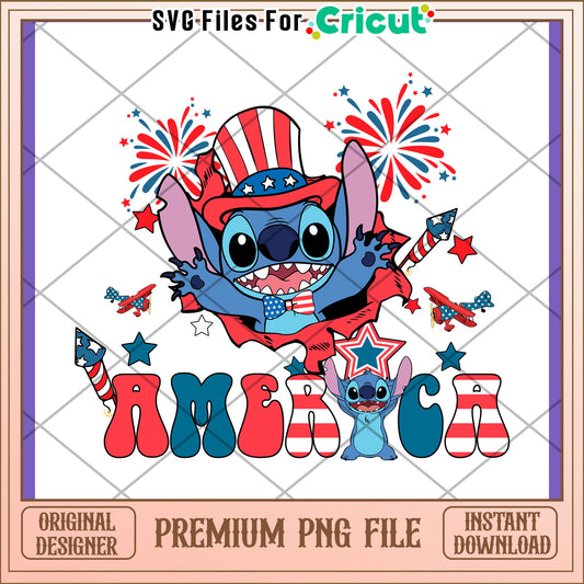 Patriotic Stitch PNG 4th of July Design