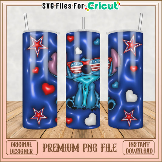 Patriotic Stitch Tumbler PNG