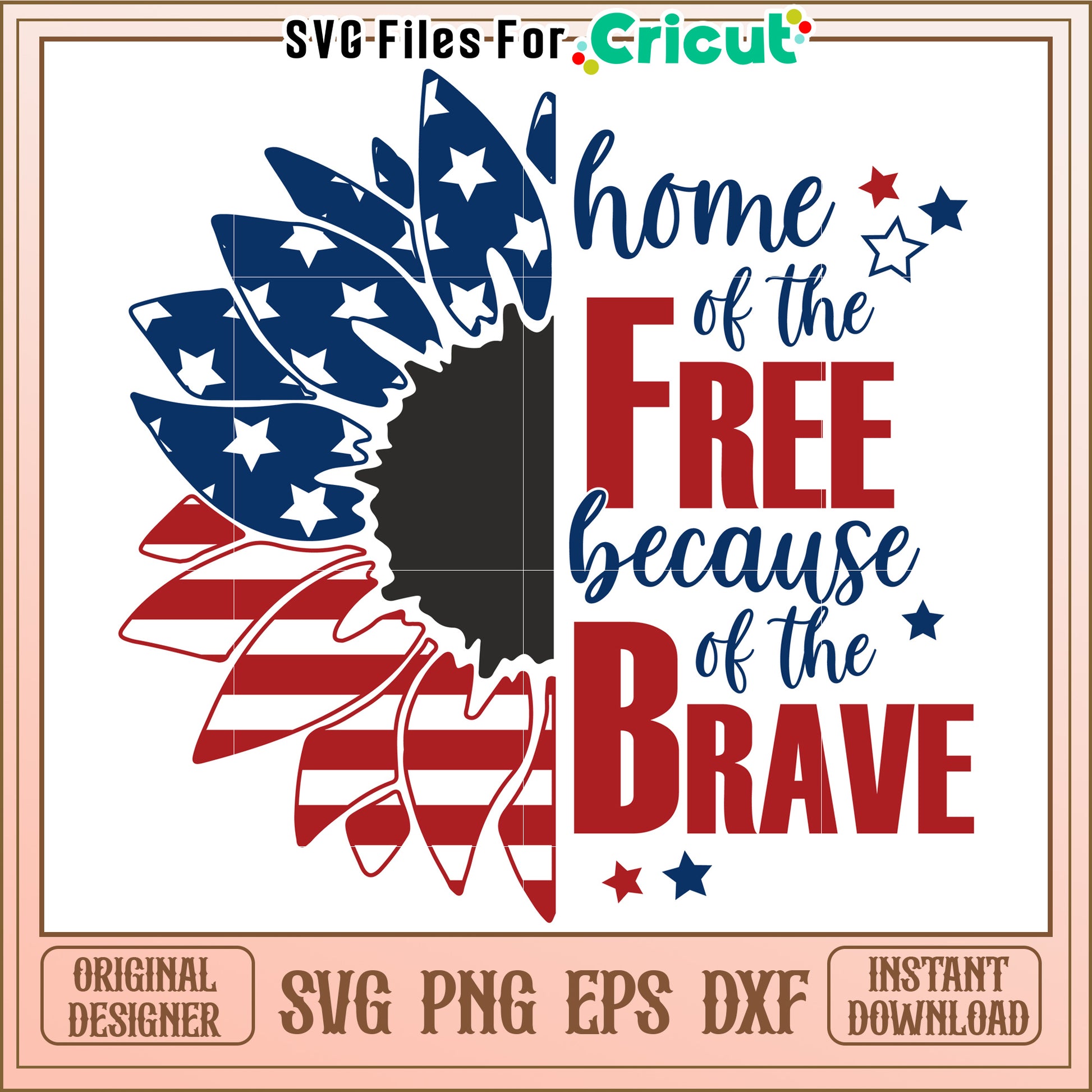 Patriotic Sunflower SVG, Home of the Free