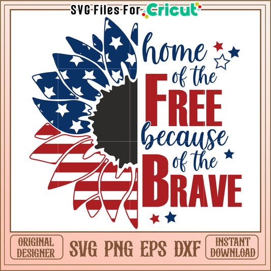 Patriotic Sunflower SVG, Home of the Free