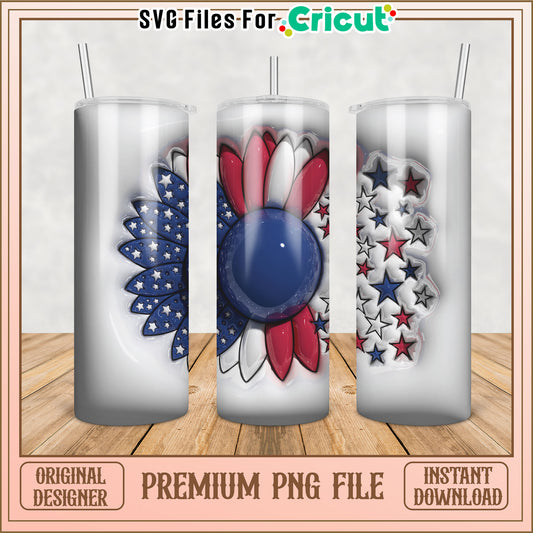 Patriotic Sunflower Tumbler PNG