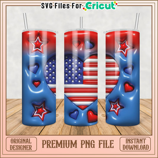 Patriotic Tumbler Design PNG for Cricut Instant Download File
