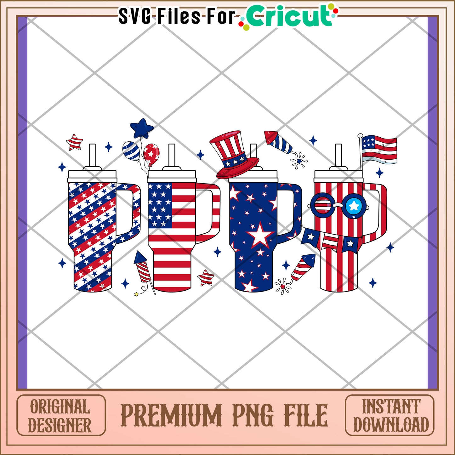 Patriotic Tumbler PNG Design - 4th of July