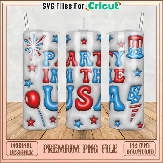 Patriotic Tumbler PNG Design Party in the USA