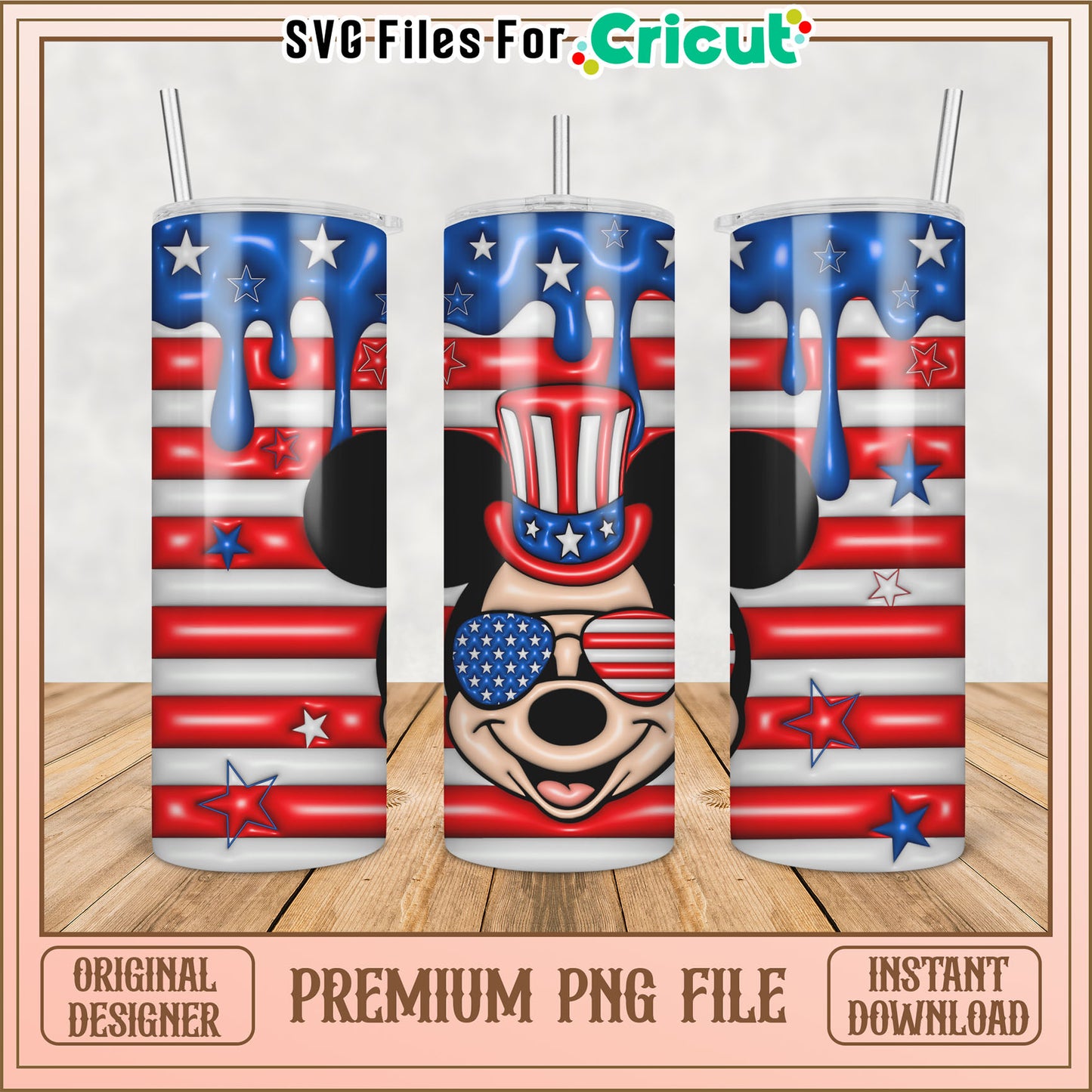 Patriotic Tumbler PNG File for Cricut Crafting Decor Designs