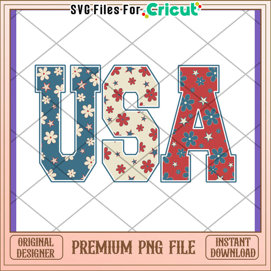 Patriotic USA Floral PNG Design