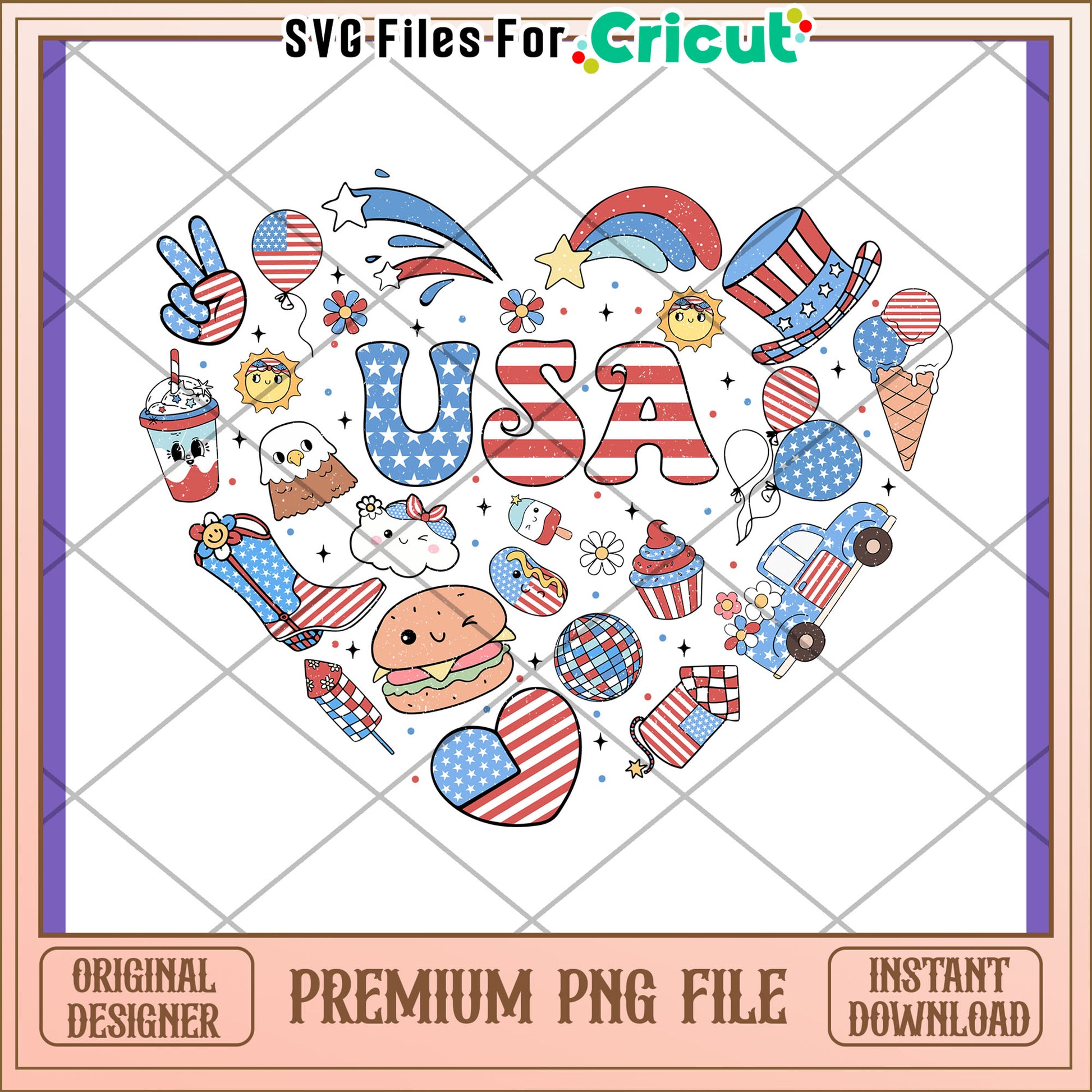 Patriotic USA Heart PNG Design