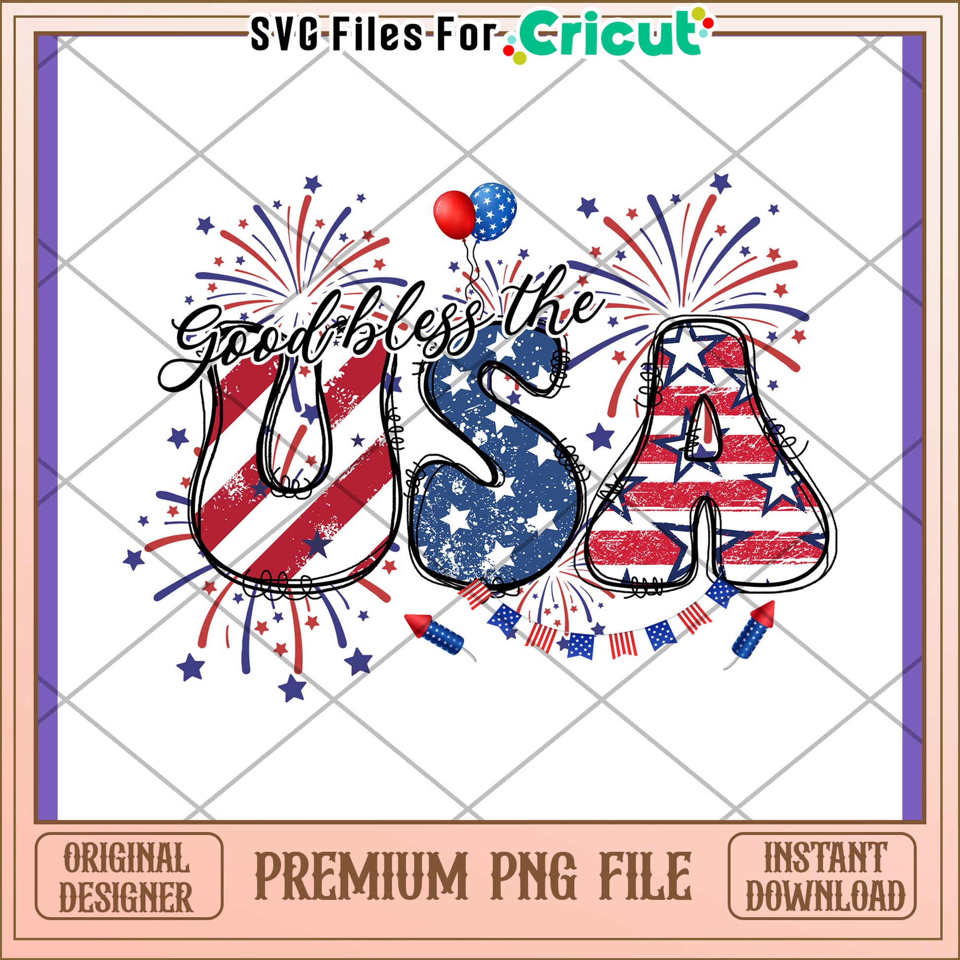 Patriotic USA PNG Design Instant Download