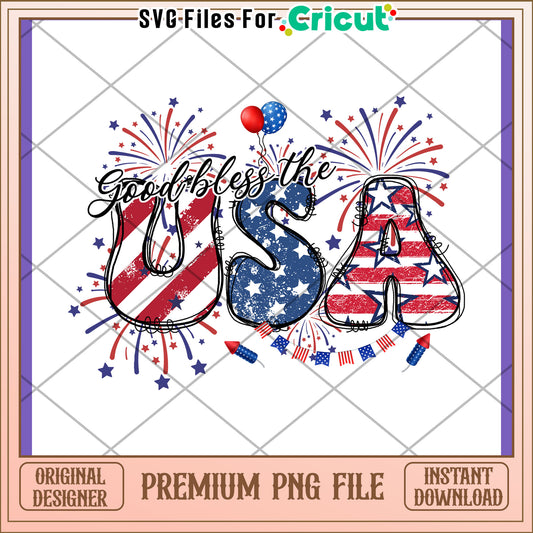Patriotic USA PNG Design Instant Download
