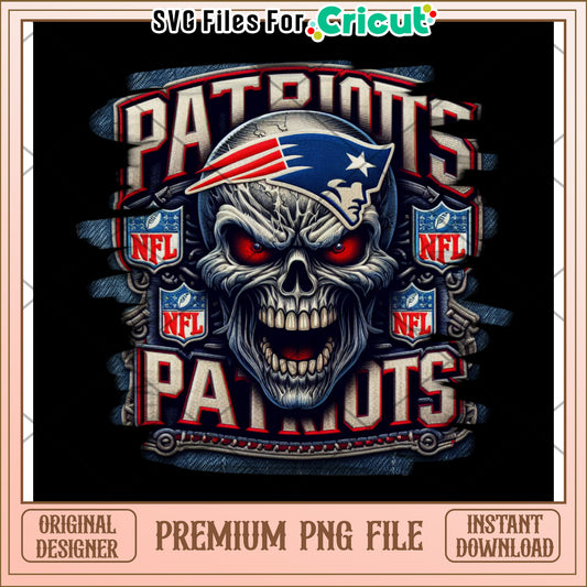 Patriots NFL Skull Design PNG File, Perfect for Cricut Projects
