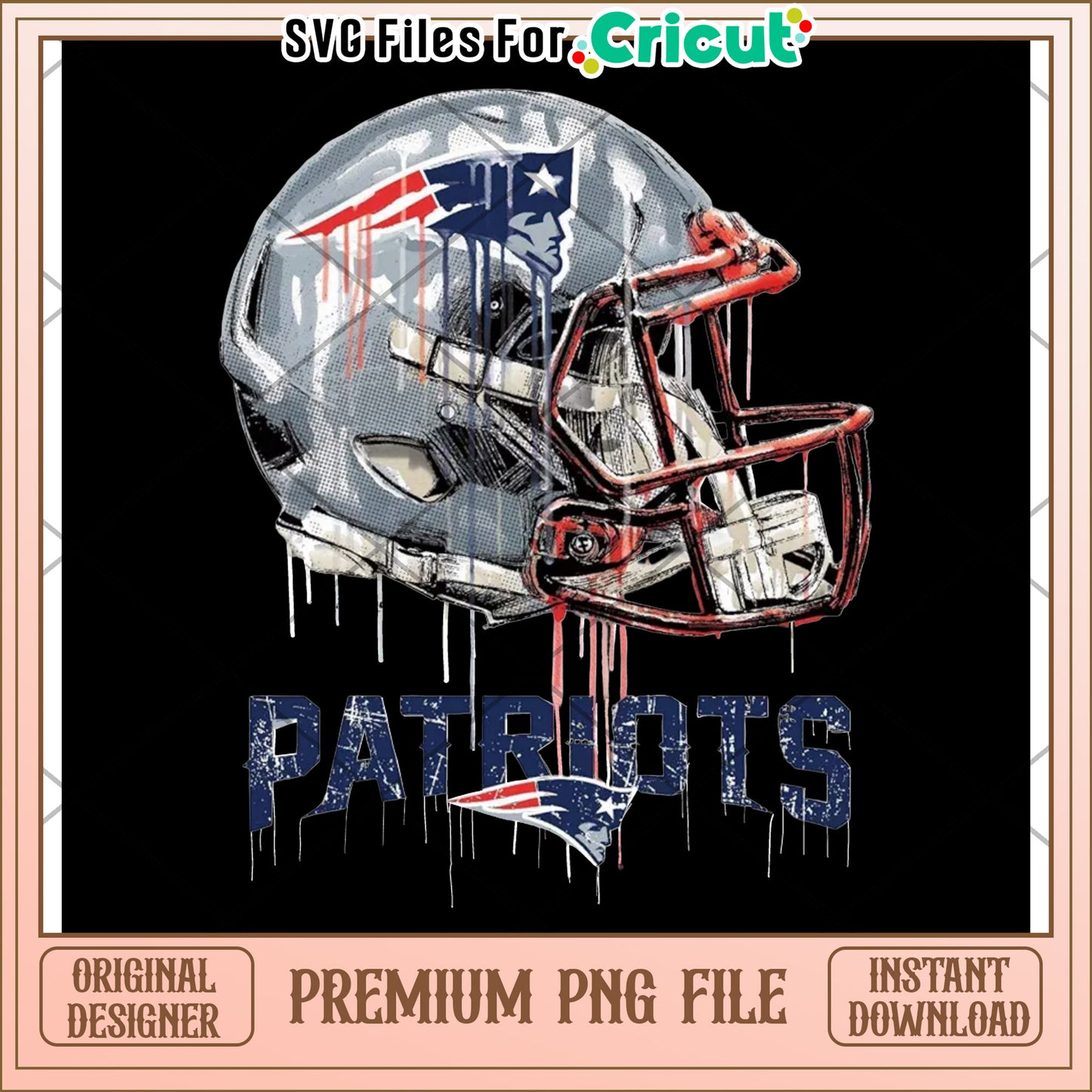 Patriots football helmet design for Cricut, premium PNG file download