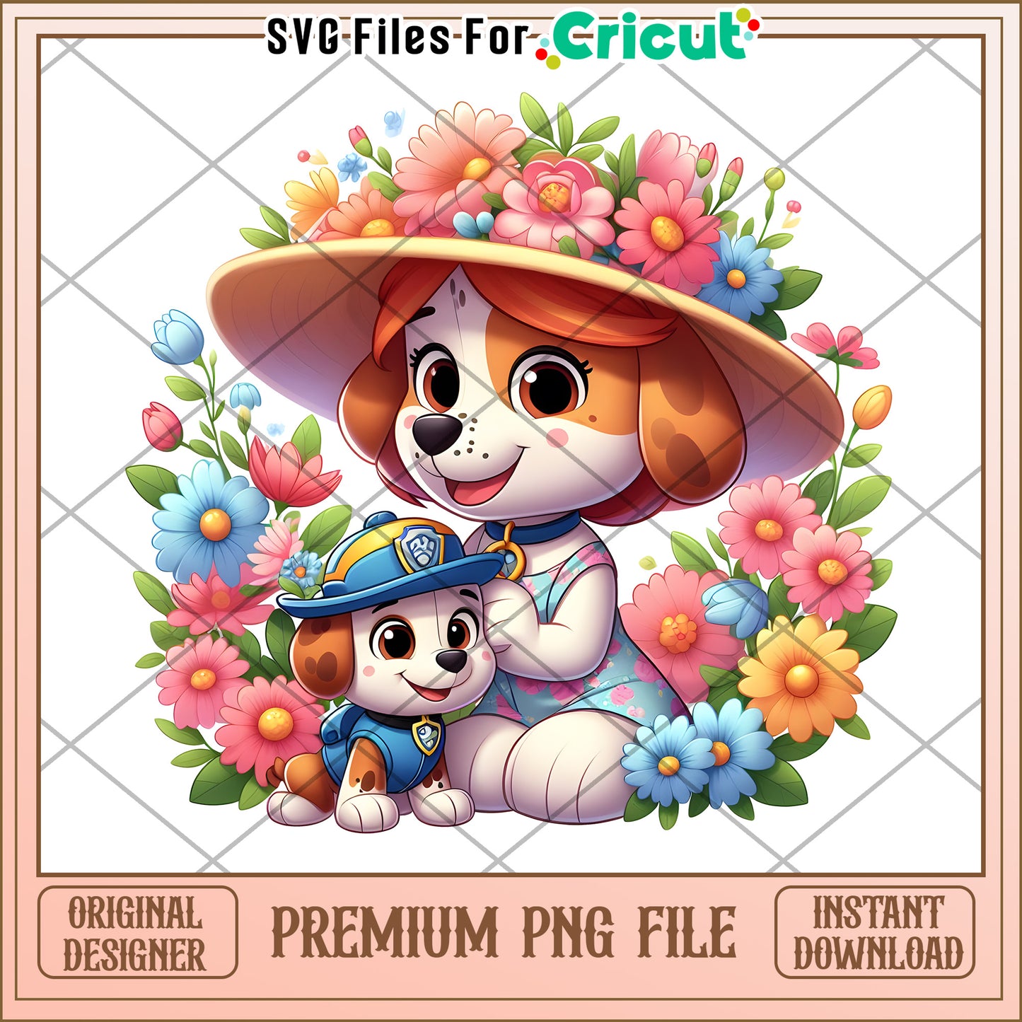 Paw Patrol PNG Skye & Chase Floral