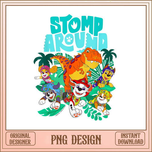 Paw Patrol Stomp Around Dinosaur PNG, Paw Patrol PNG, Kids PNG