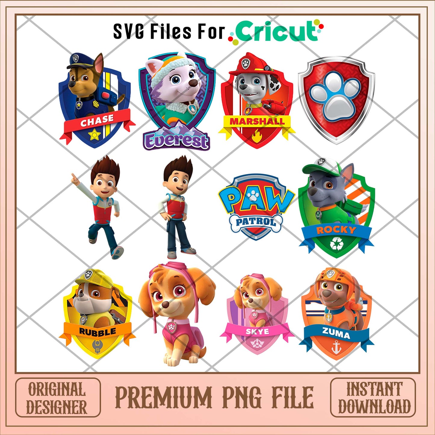 Paw patrol cartoon characters png bundle