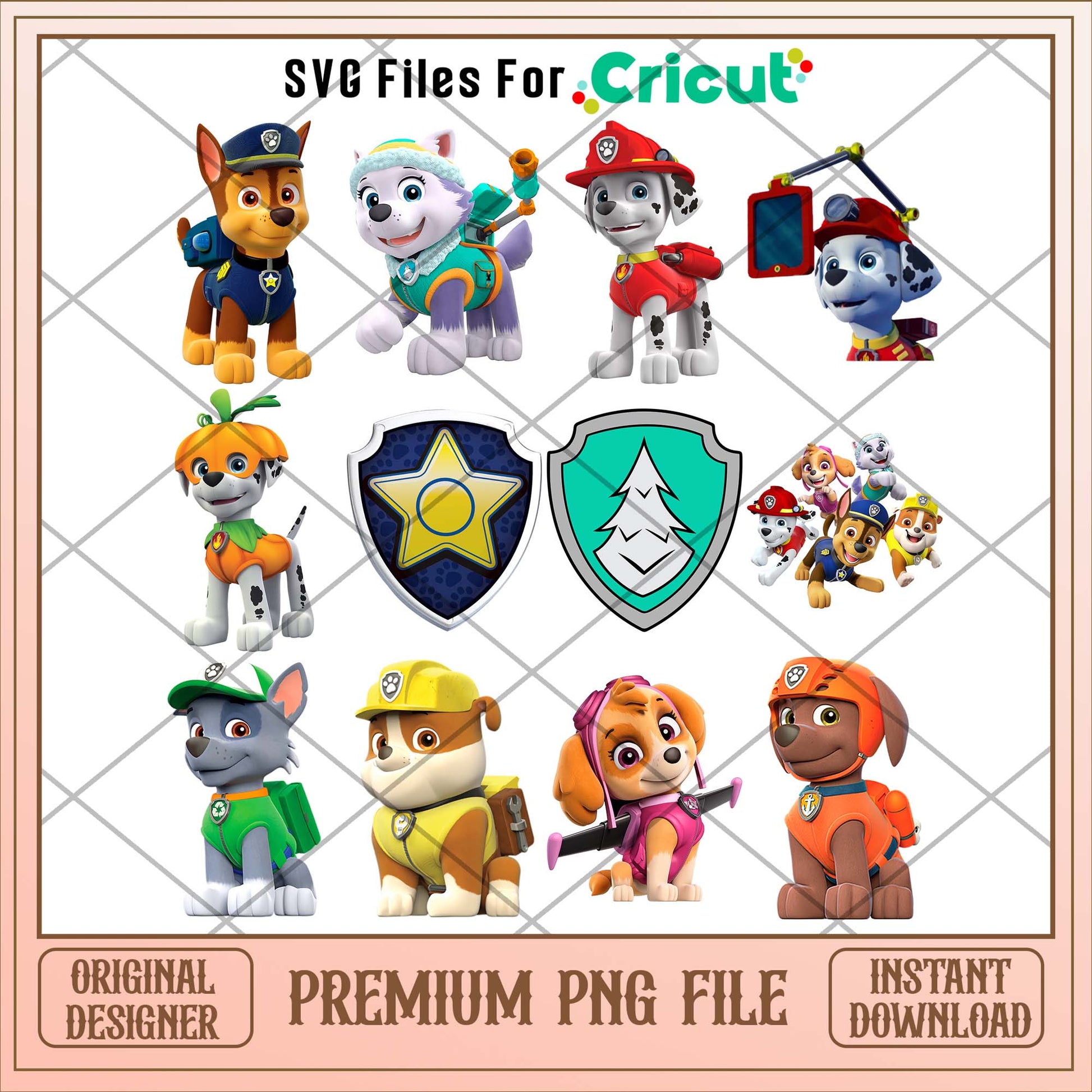 Paw patrol cartoon friends and logo png bundle