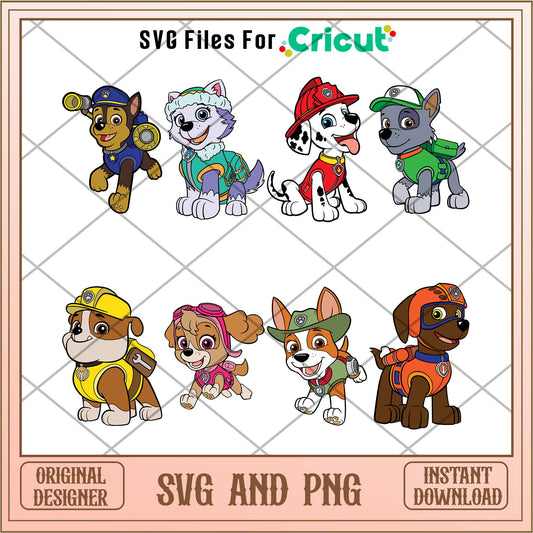 Paw patrol cute characters dog svg bundle