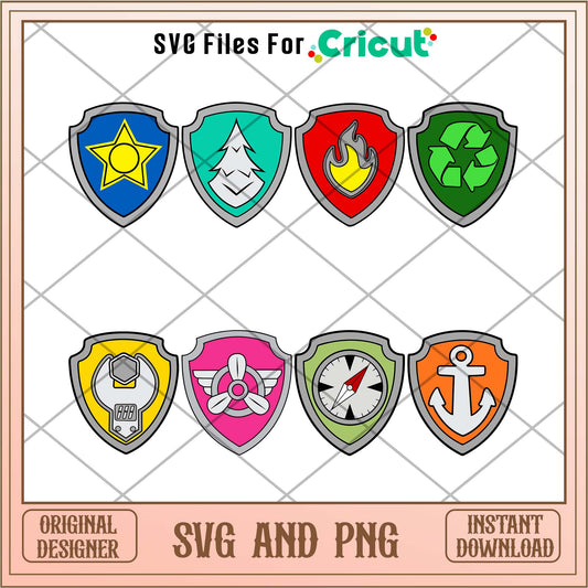 Paw patrol characters armorial svg bundle