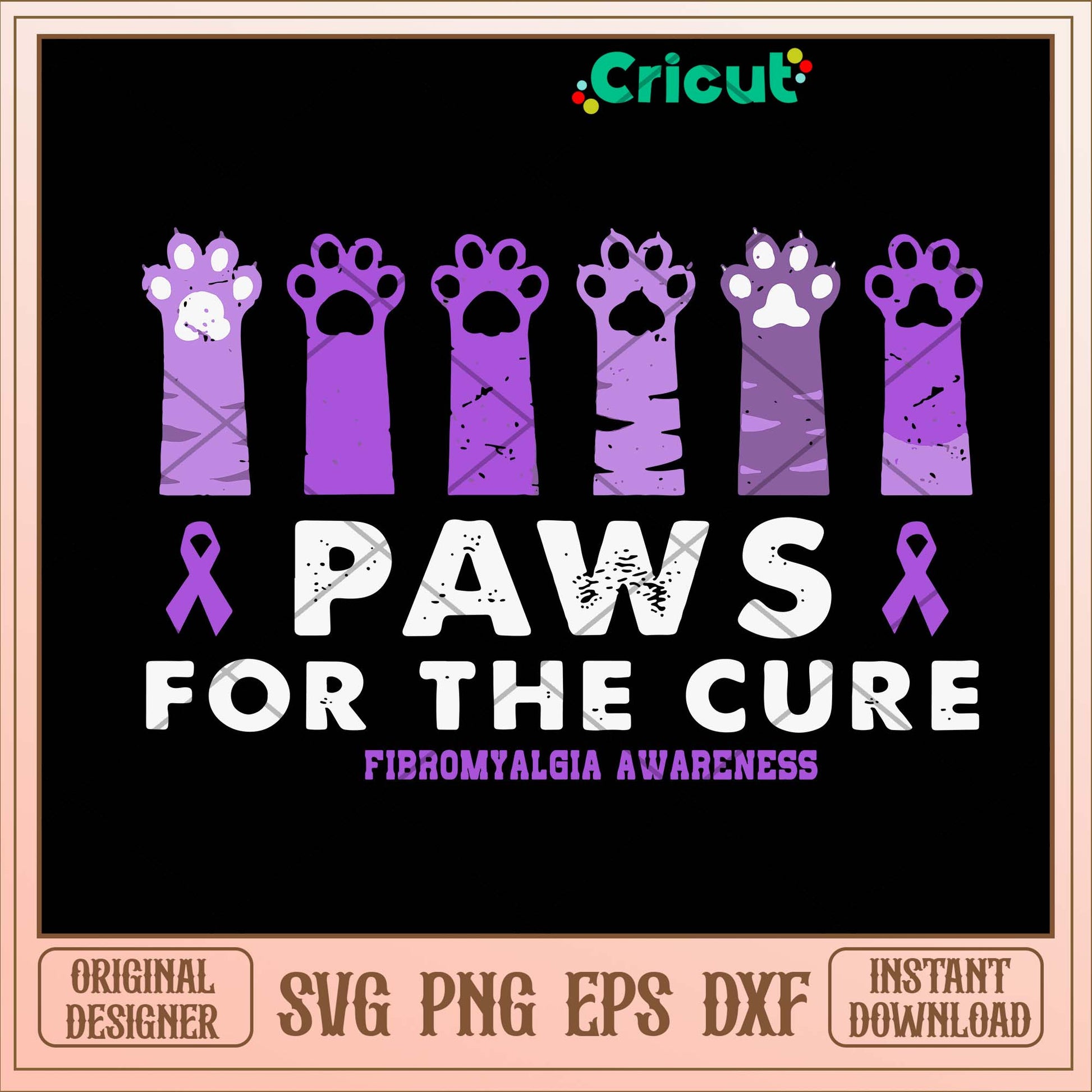 Paws For The Cure Fibromyalgia Awareness Svg, Fibromyalgia Awareness Svg-Svgfilesforcricut