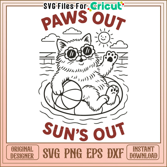 Paws out sun's out svg, halloween wallpaper svg, halloween decor svg