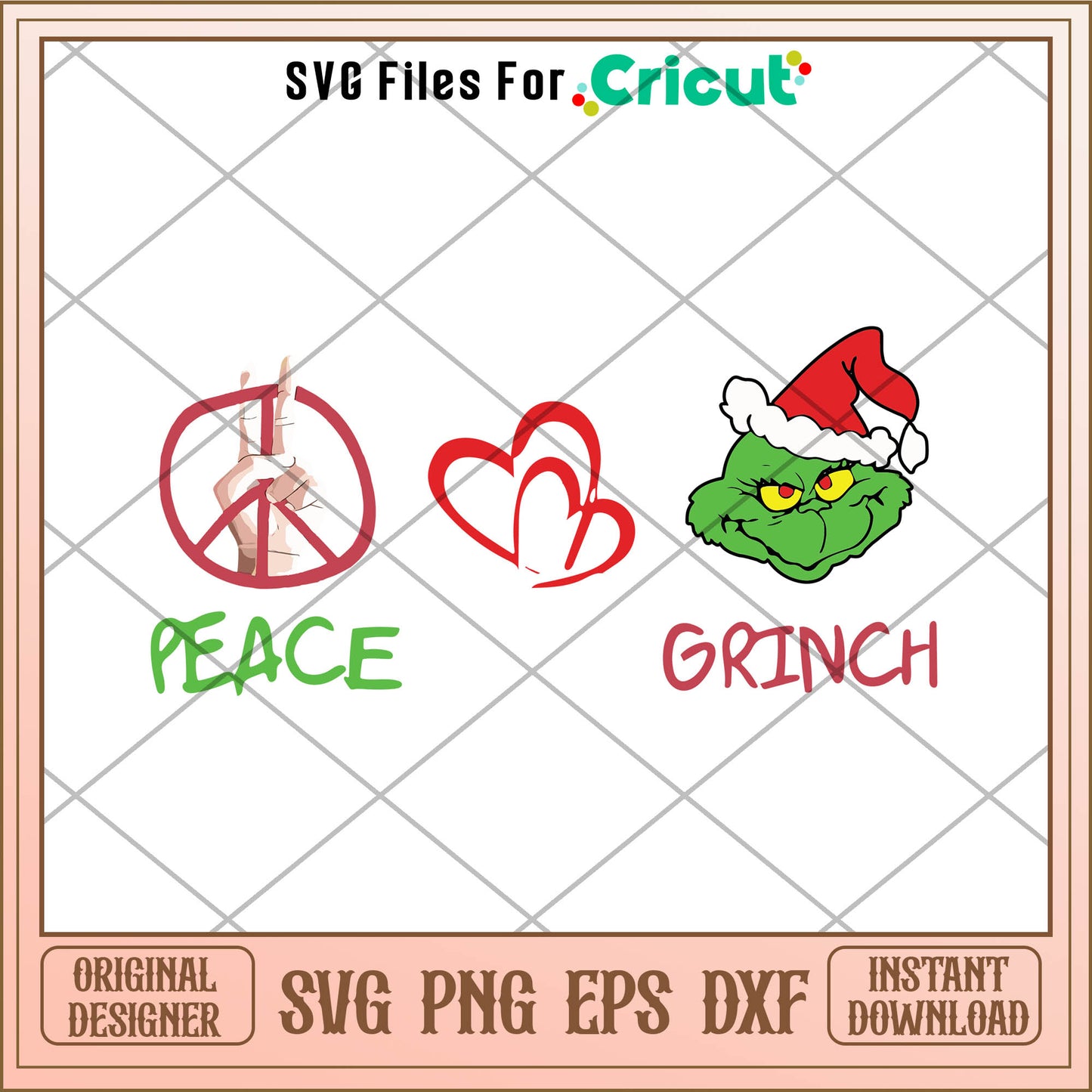 Peace Love Grinch Christmas SVG , the grinch's heart​ svg