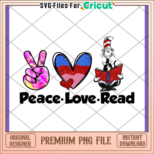 Peace Love Read PNG Design Instant Download