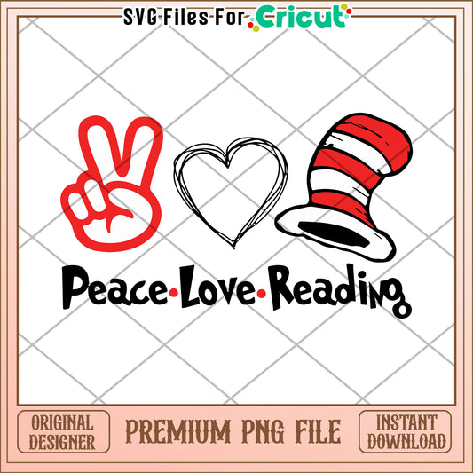 Peace Love Reading PNG Design