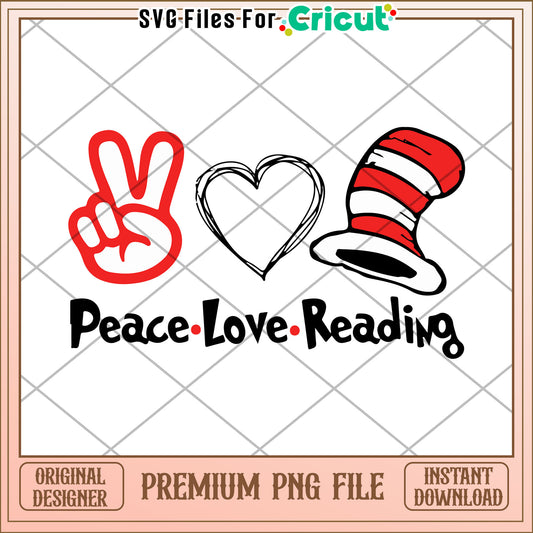 Peace Love Reading PNG Instant Download