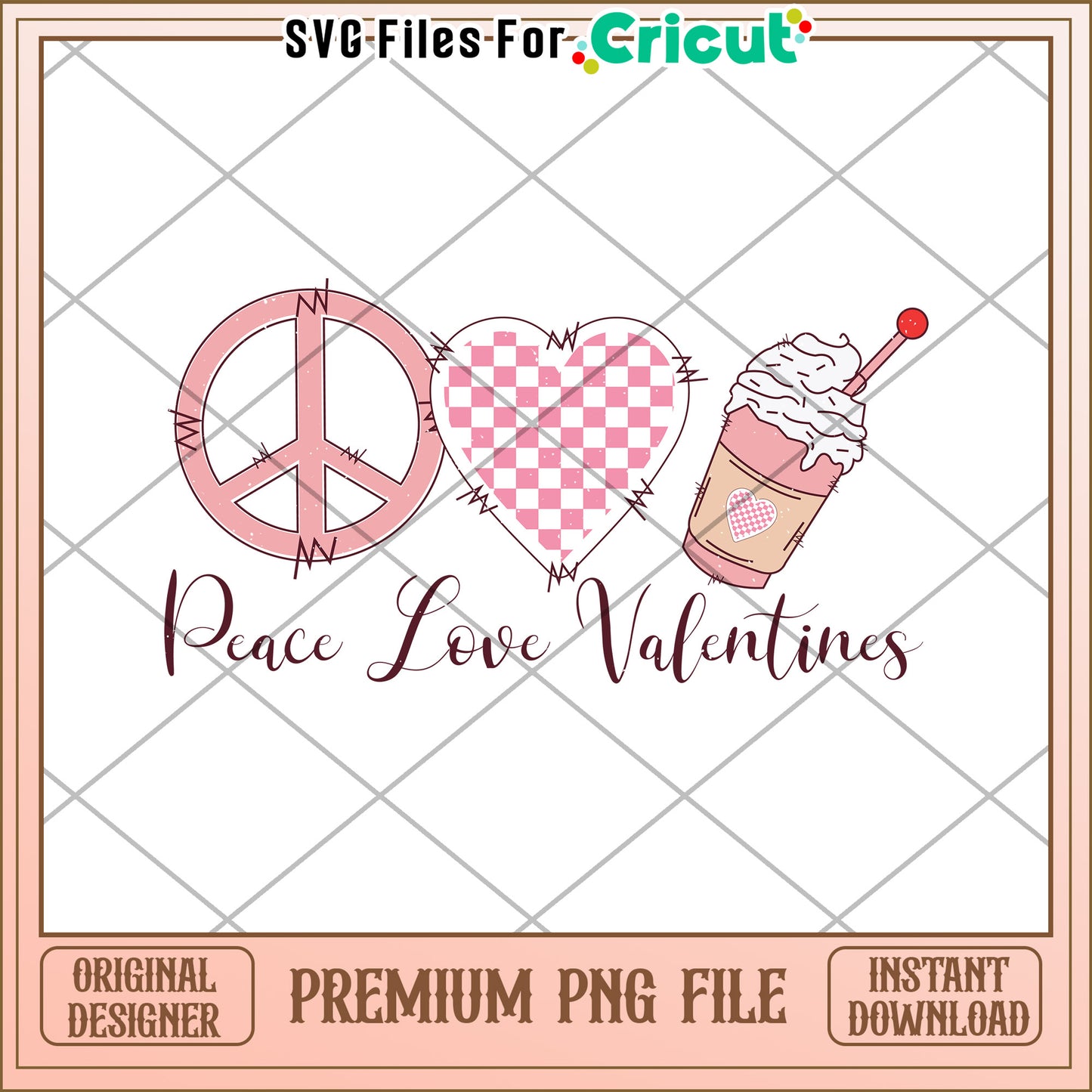 Peace Love Valentines PNG Design