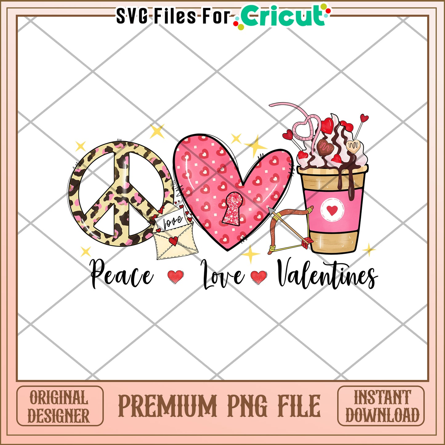 Peace Love Valentines PNG Sublimation