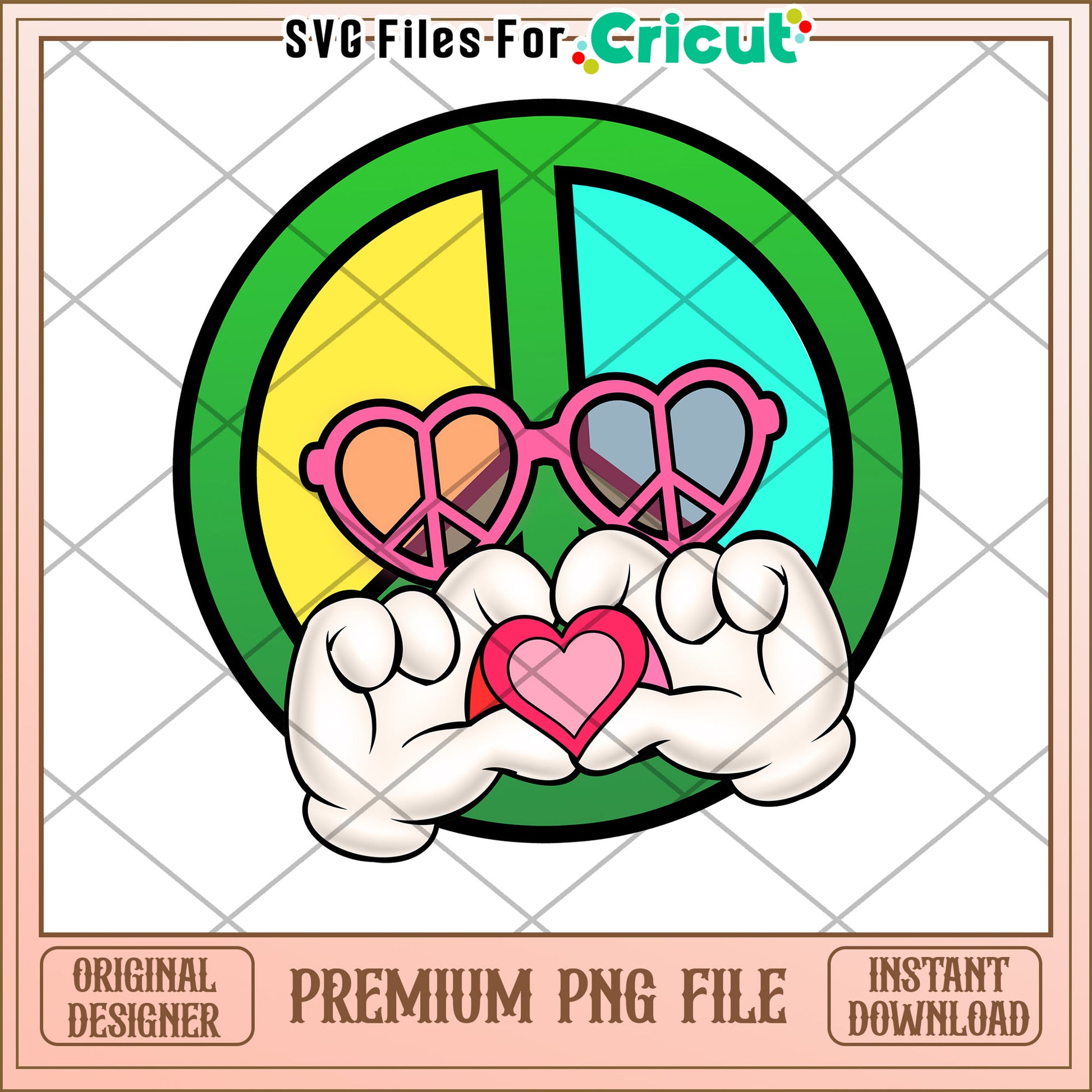 Peace Sign Heart PNG Cricut File