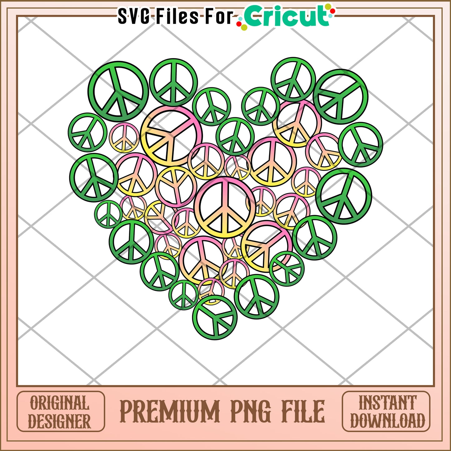 Peace Themed Heart Design PNG File for Cricut Crafting Projects