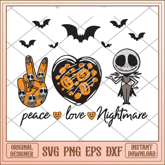 Peace love nightmare bundle svg, The Nightmare Before Christmas Svg, digital download