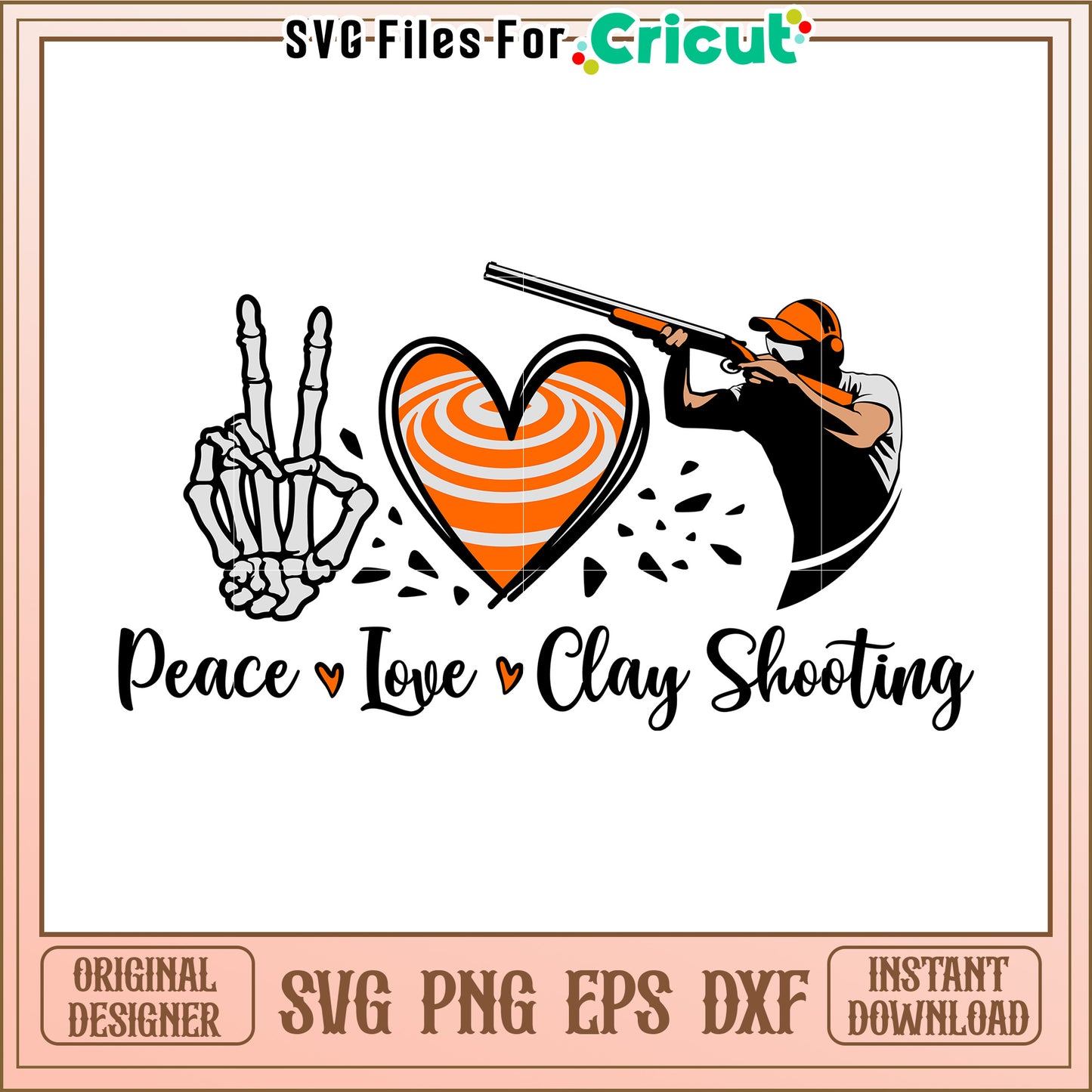 Peace and love clay shooting svg, skeet shooting funny svg, champion clay svg