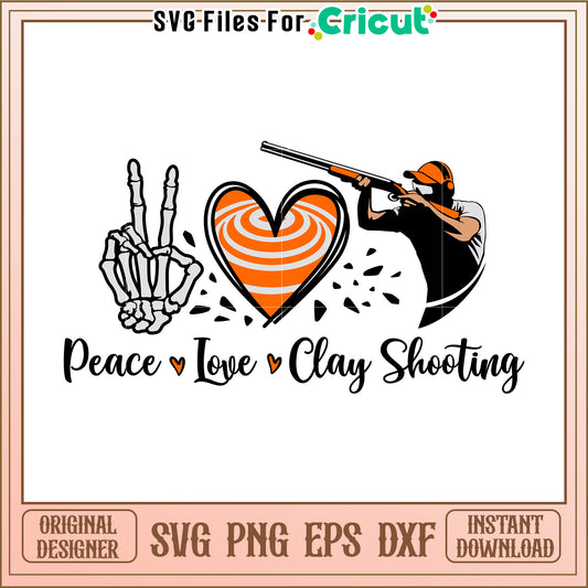 Peace and love clay shooting svg, skeet shooting funny svg, champion clay​ svg