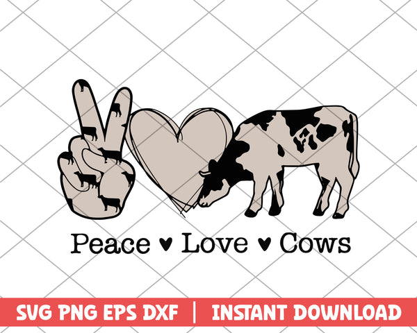 Peace love cow farm house svg