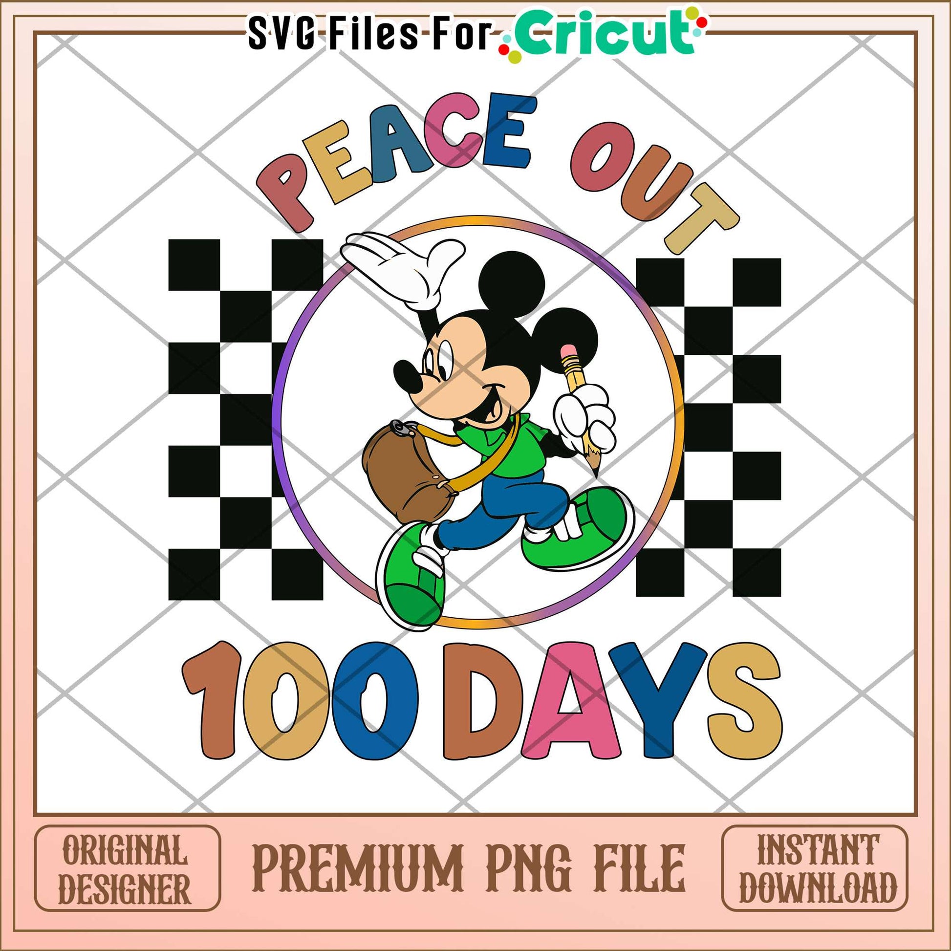 Peace out 100 days mickey png, mickey character png, disney school png