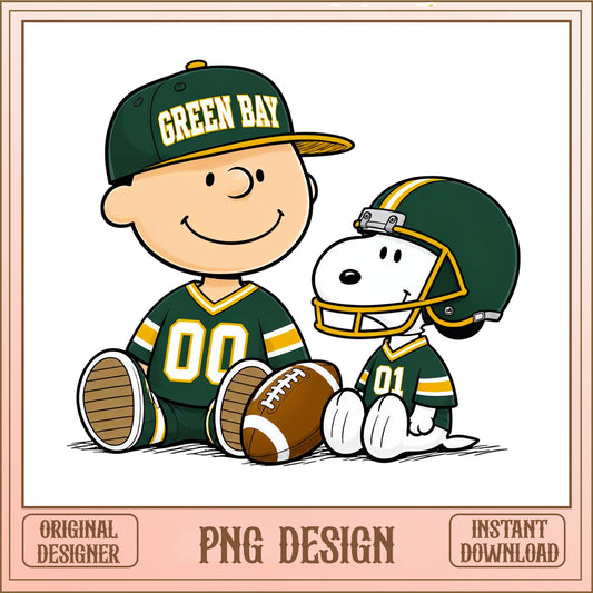 Peanuts Green Bay Packers PNG, Snoopy Football PNG, Charlie Brown PNG