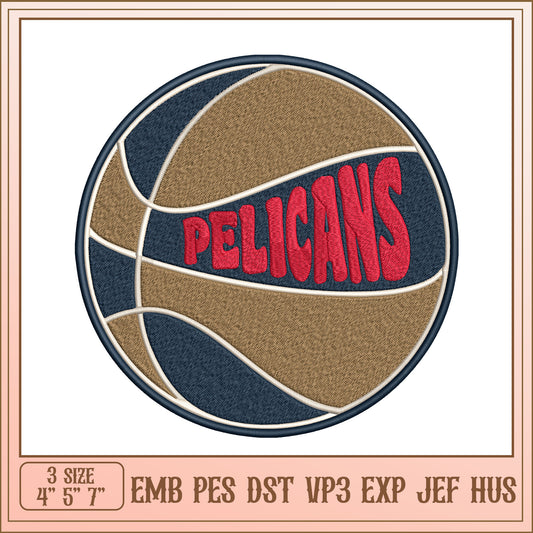 Pelicans Basketball Embroidery Design