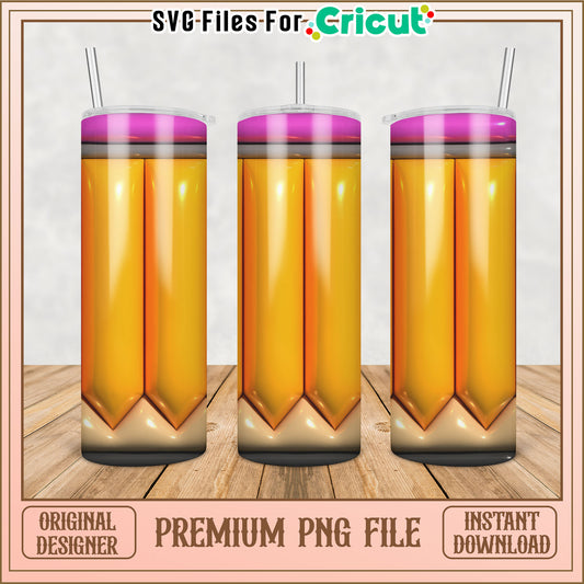 Pencil Tumbler PNG Sublimation Design