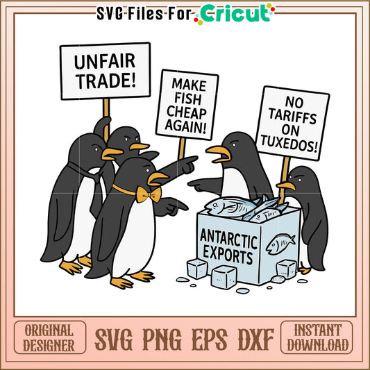 Penguin Protest SVG Cut File Instant Download