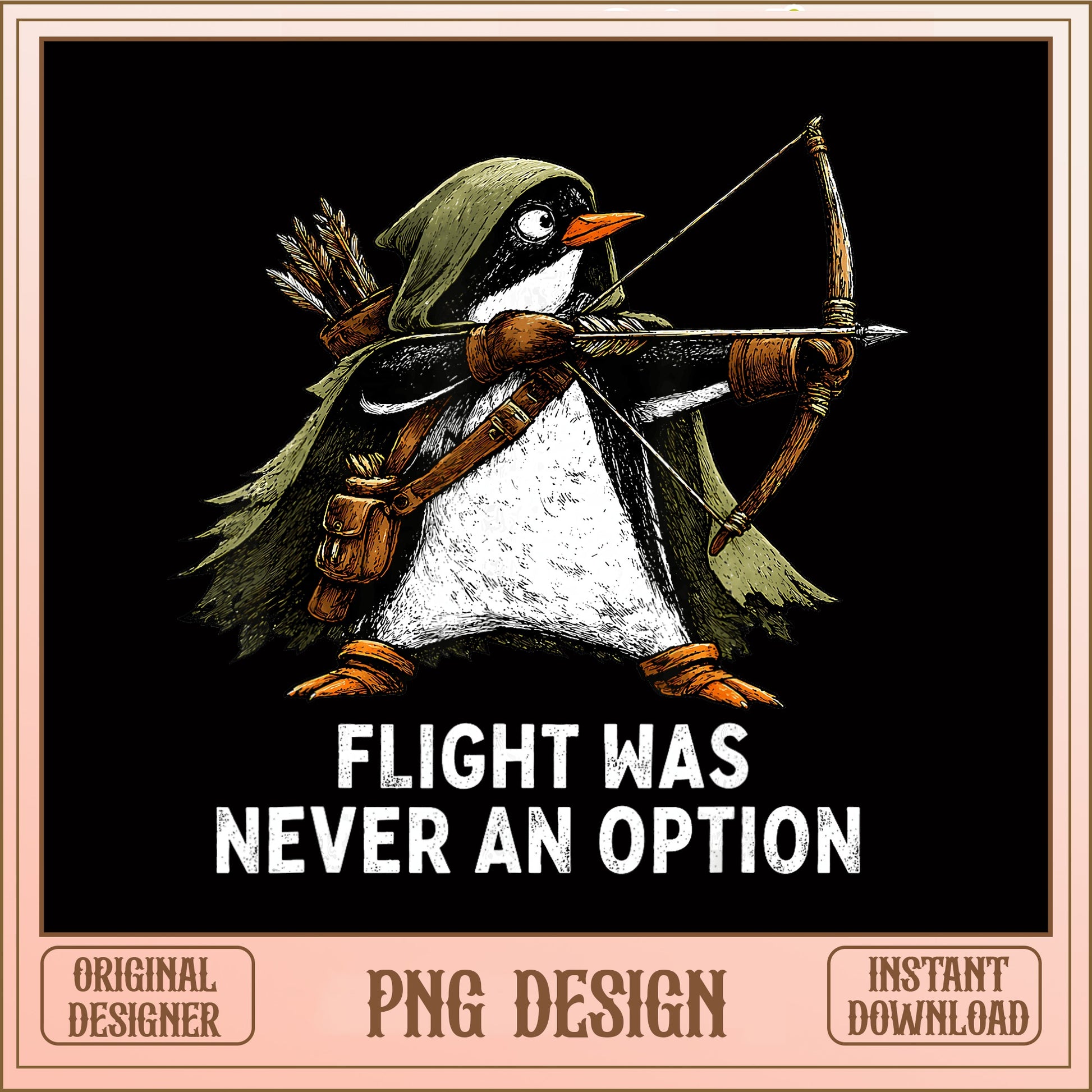 Penguin Archer Flight Was Never An Option, Funny Penguin, PNG