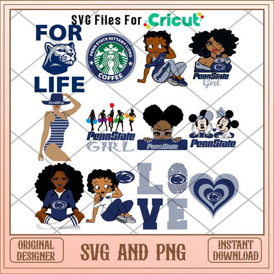 Penn State Nittany Lions girl svg, Penn State Nittany Lions svg bundle, NCAA svg